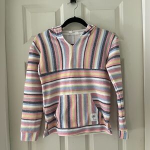 Roxy Girls Good Year Poncho Hoodie, stripes size 12 hooded kangaroo pocket beach